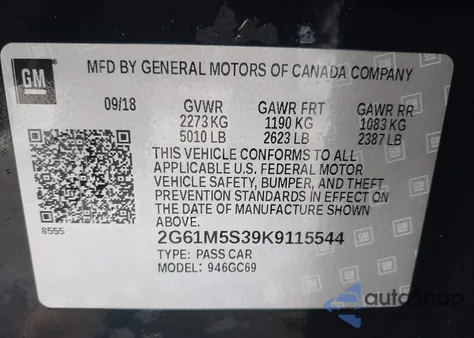 2019 Cadillac Xts Luxury from USA, damaged, VIN 2G61M5S39K9115544